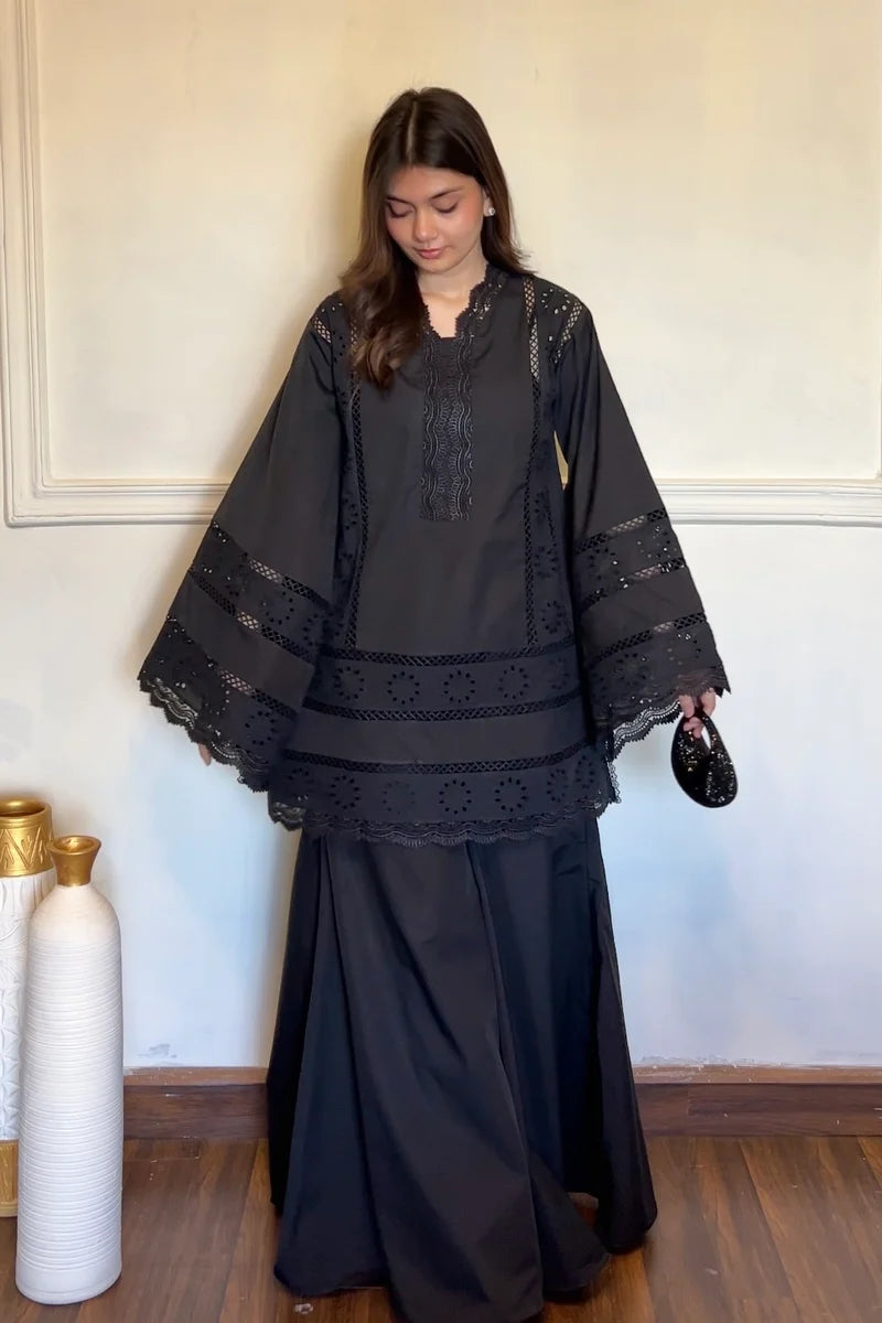 Black Chikankari 2 Piece Suit for Women