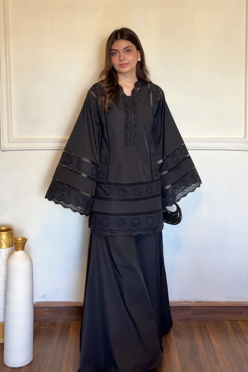 Black Chikankari 2 Piece Suit for Women